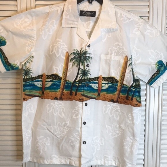Favant men Hawaiian shirt Mamoth Pe'ahi Jaws Wave Surfboard 100% cotton large - Picture 3 of 10